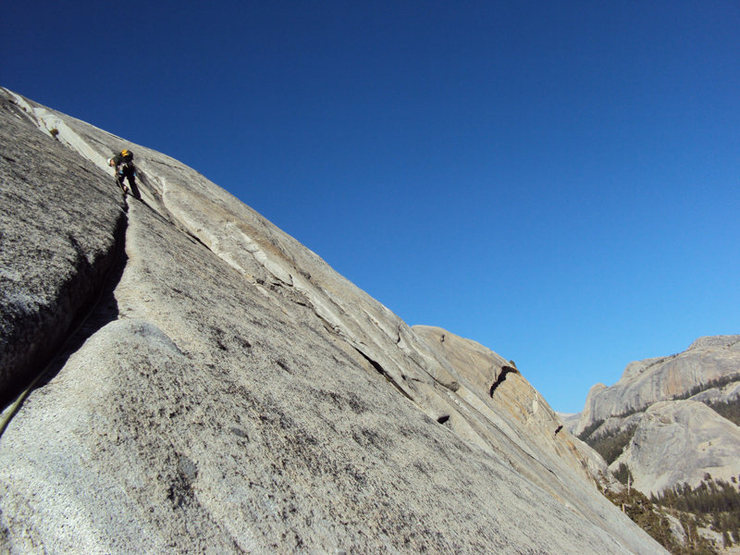 we did a variation breaking right at the end to some fun moderate climbing