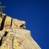 Jason Haas follows the FA of 'Think Quickly' (5.10a, R) in 2006.<br>
<br>
Photo by Tony Bubb, 3/07.