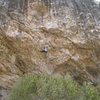 Near the good rest below the crux.