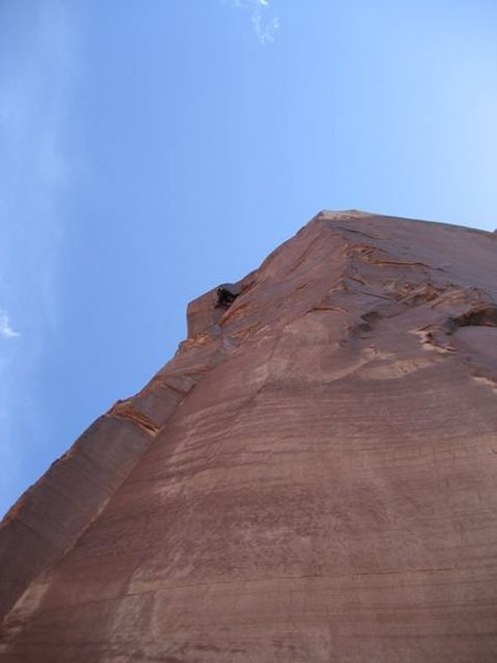 Josh pulling hard in the crux. I had him on a gri gri!