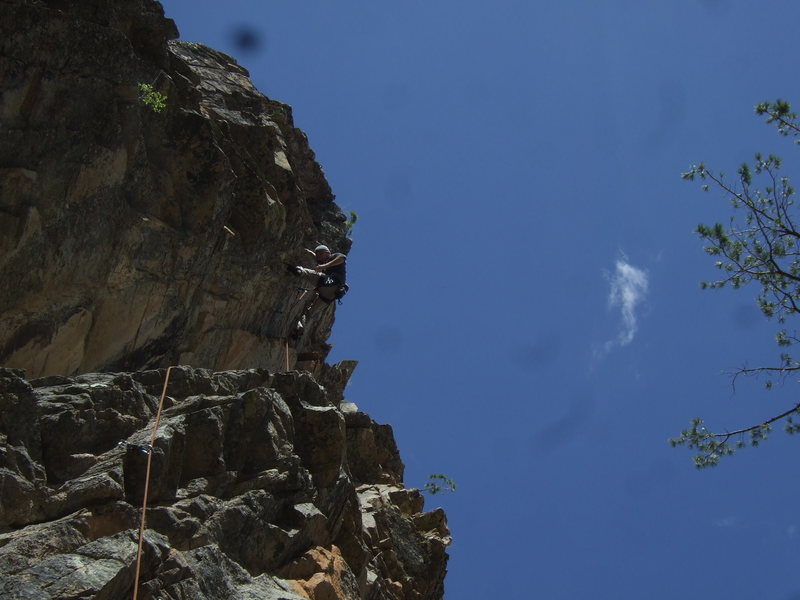 5.9 towards the left with steep and juggy finish, good warm-up for the other routes