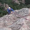 Margaret climbing up last pitch (P3) to summit.