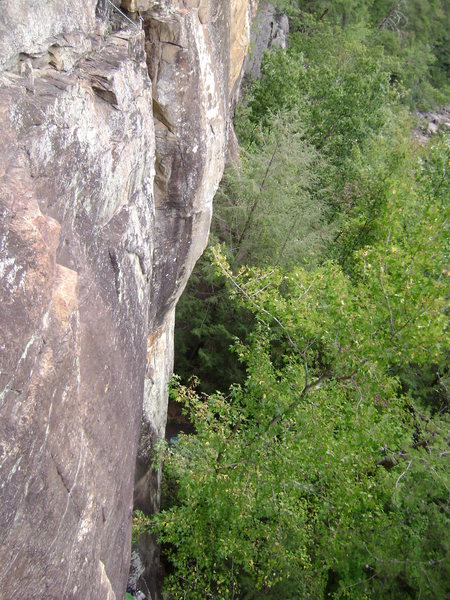 Top of P1, looking back across short traverse.