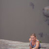 Amy climbing "Dance of the Sugar Plum Fairies" on the north shore of Lake Superior.