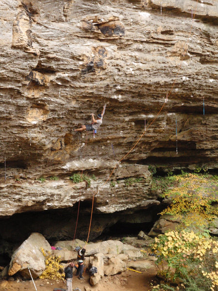 Adrien apporaching the fist hard bit on the lower wall of BOHICA