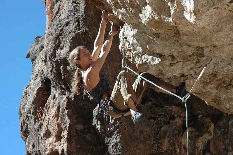 Amy Jordan, hiking through the lower roof.