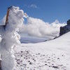 Rime ice showing evidence of high winds along the Inner Basin ridgline