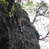 Roof crux on Jederman (Trad, 5.8+)