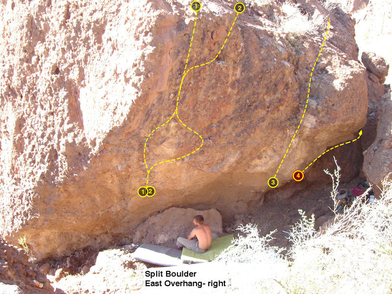 Split Boulder<br>
Cigarette Machine Wall<br>
<br>
1. Fair Trade V3<br>
2. Pumpin the Breaks V2<br>
3. Cig Machine V7<br>
4. V1 or much harder start<br>
5. Disasterpiece Theater V1