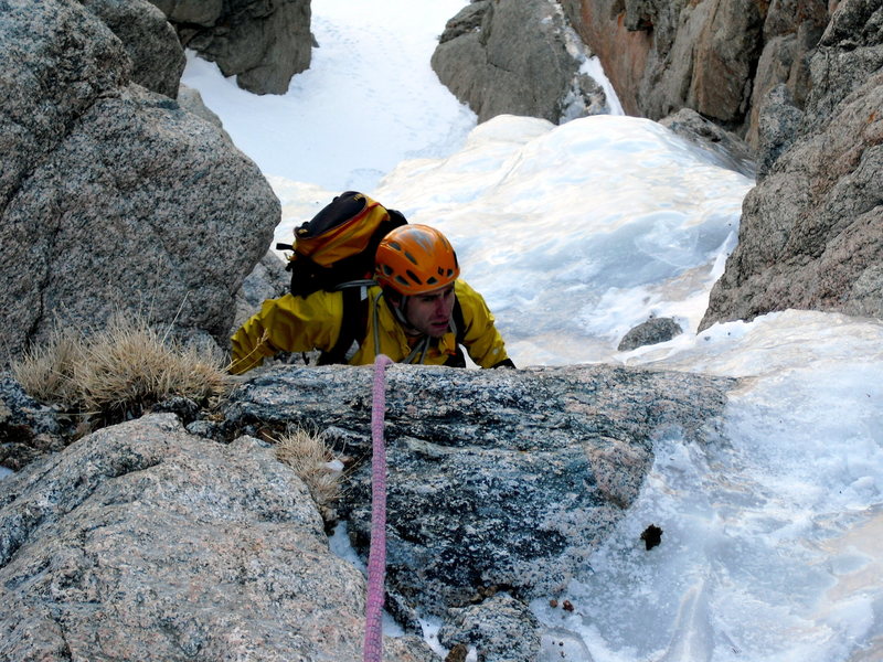 Eric near the end of pitch 2, with one last delicate step to go.