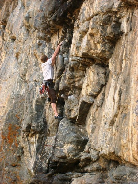 Tom working his way up the Wall of '90s, not sure which route?
