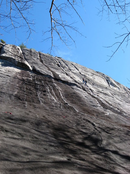 Paralleling...Ryan on P2. Paul and me cowering at the belay.