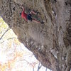 It really is that steep.  Finishing up the crux section.