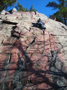 Dillon on-sight leads Watermarks on crisp clear November day.  Past the hard stuff now.