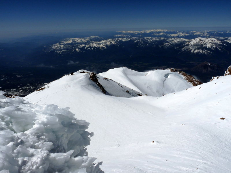 Looking back on Casaval Ridge from the summit. The route takes you to about the center right of the ridgeline seen here. Whitney Glacier on the right.