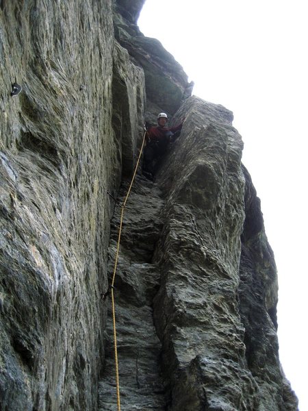 Nearing the top of the chimney...from here, one quickly discovers why this route is so aptly named.