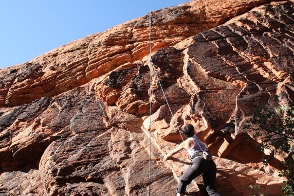 Working 'The Boila' at New Castle Crag.