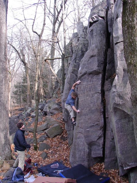 NU climber Vince working Jameson.