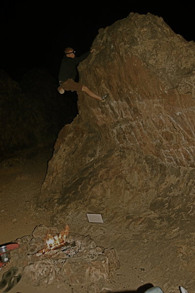 backfire V2-. made first chalk marks crux in the middle (hotspot)