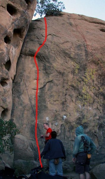 This is the line for Charles' Split it is about 8 feet left of an old climb called Dart (Dark) Lady that isn't climbed anymore