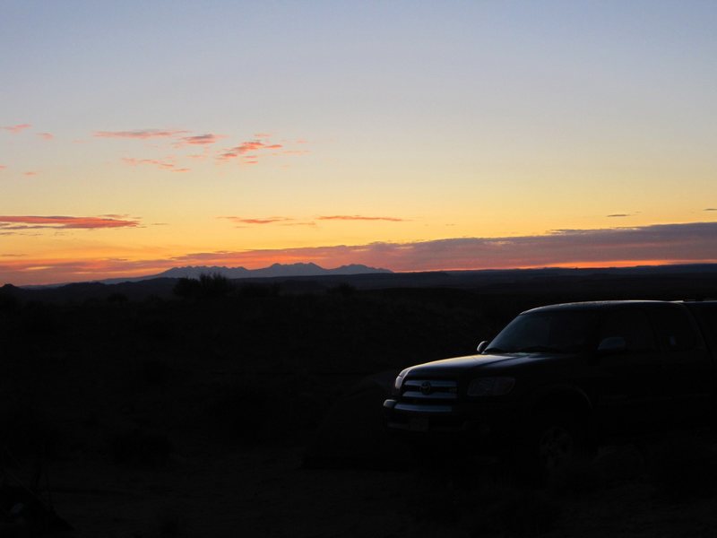 Sunrise looking towards the La Sal Mountains