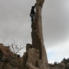 Nate shows us the way. Aiguille de Joshua Tree.<br>
11-28-09