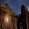 John ponders the Virgin Mary painting in Penitente Canyon, CO under a full moon.