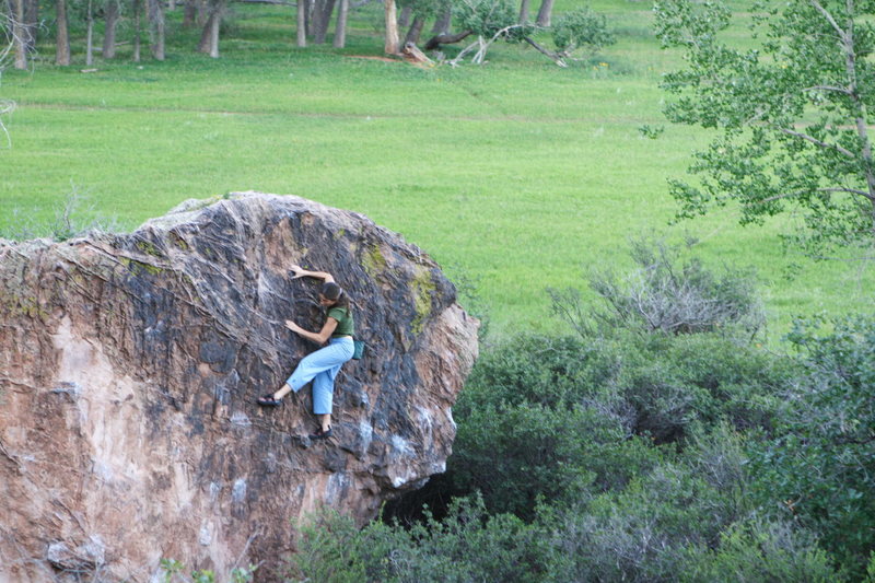 Janelle bouldering in the Snake Pit, Garden of the Gods, CO.