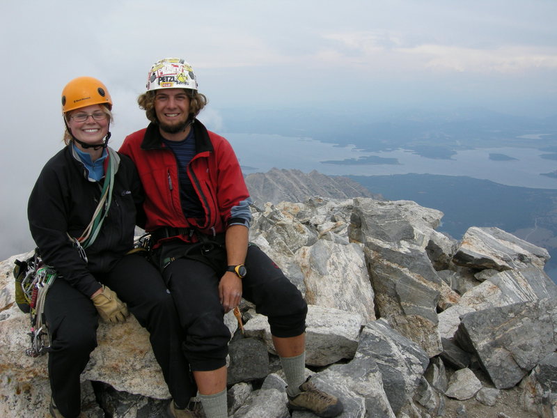 Lindsay and I on the summit of the Grand. With the technical difficulties behind us, we can enjoy the view for a bit.