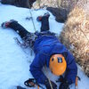 Jim Whalen after surviving a fractured overhanging curtain that left him dangling by one axe and feet hanging in free space at 150ft. You're a STUD, dude!