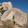 The Victory Boulder with Houser Buttress in the background, Joshua Tree NP