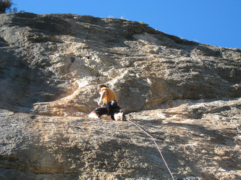 Resting just after the crux.