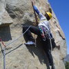 Jeff K. on the tricky face traverse.