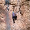 Just above the bouldery start of "Memoria Histerica", 6b+.