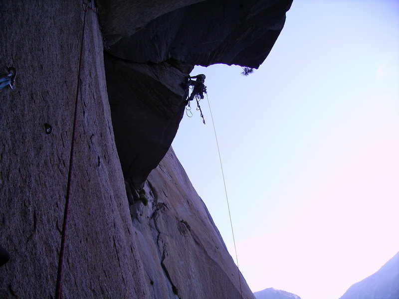 Doug climbs through the roofs on Pitch 11.