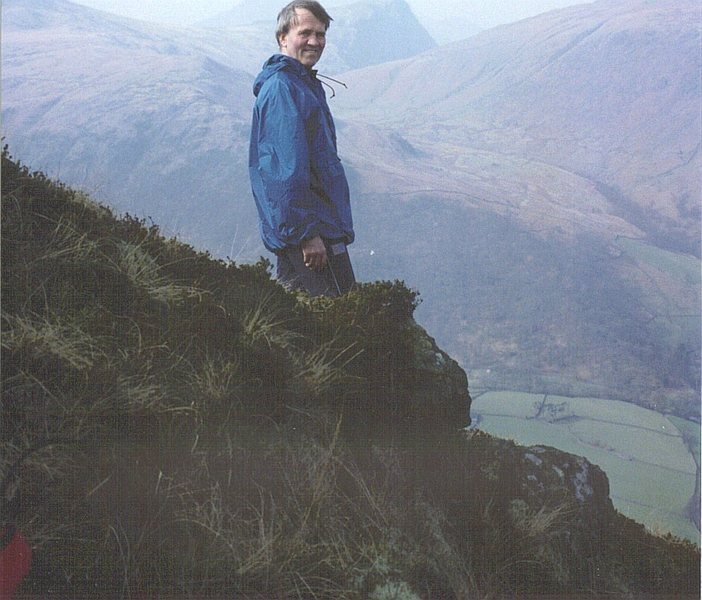 Peter Lockey. One of the most important Lake District pioneers of the late 1950's.Peter led the final pitch of Route 1 .While doing this he took a fall from the last moves and fell most of the way down the smooth upper wall,after a bit of bad language he completed this impressive pitch.He later founded Britain's largest  outdoor manufacturing company Berghaus.  