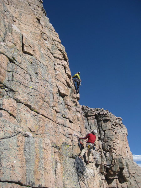 2nd pitch of Future Artifacts 5.10a, 2 pitches. Eddies High, Hayden Peak.