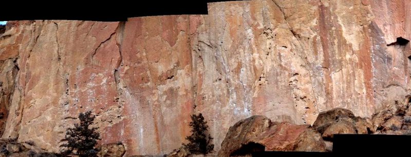 Stitched panorama of Morning Glory Wall.