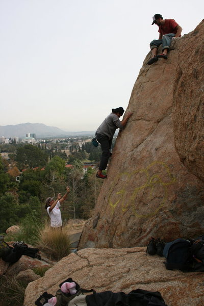 Al on the lower exit road boulders. 12-27-09