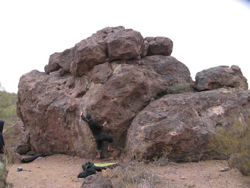 Tyler warming up with a traverse.