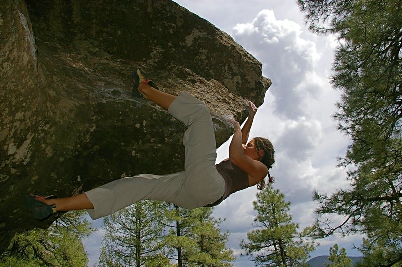 Not a good beta photo, but it's all I have at the moment.  Erica midway through the funky spider.