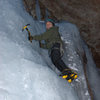 Drew climbing the lower fall.<br>
Night time.