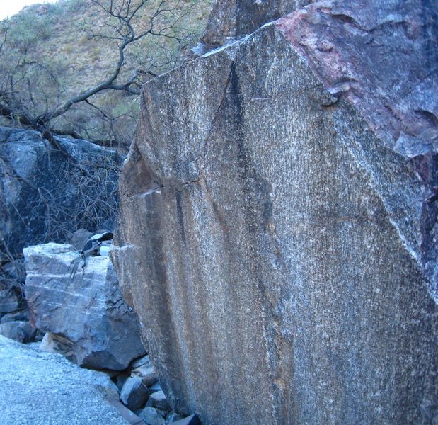 Hexagonal boulder with veestupid on the right.