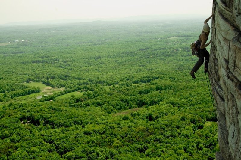 Chris on the last pitch of High E - Gunks - NY.