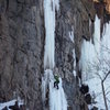 Off Ramp is almost all the way in. Climber Tyler Sweeney Jan 5, 2010.