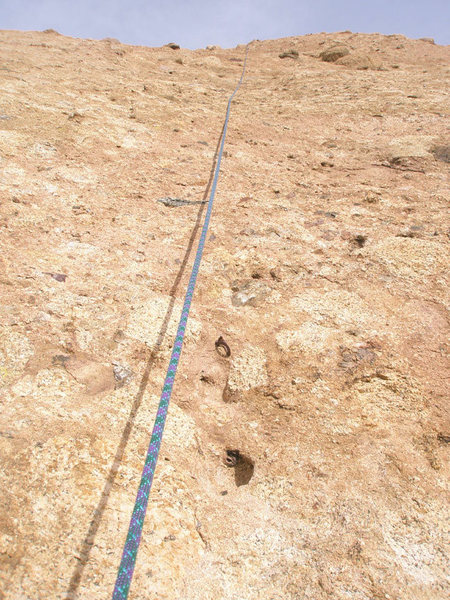 Looking up the 2nd pitch of Goldline while on rappel.