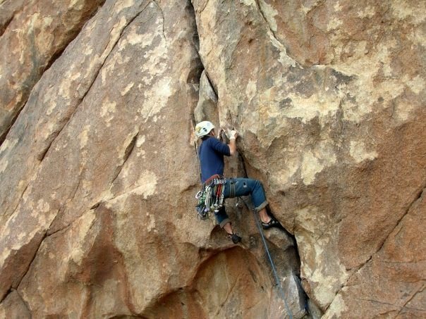 Above the crux on 'Clean and Jerk'