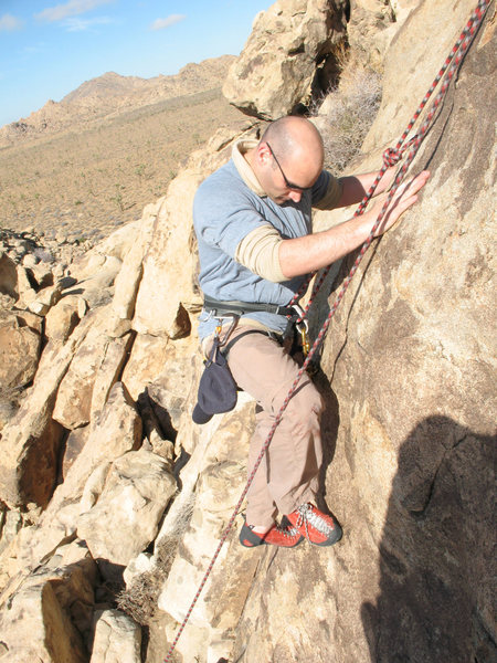 Matt, with some fancy footwork on The Unreported, 5.7, Unreported Rock, Josh.