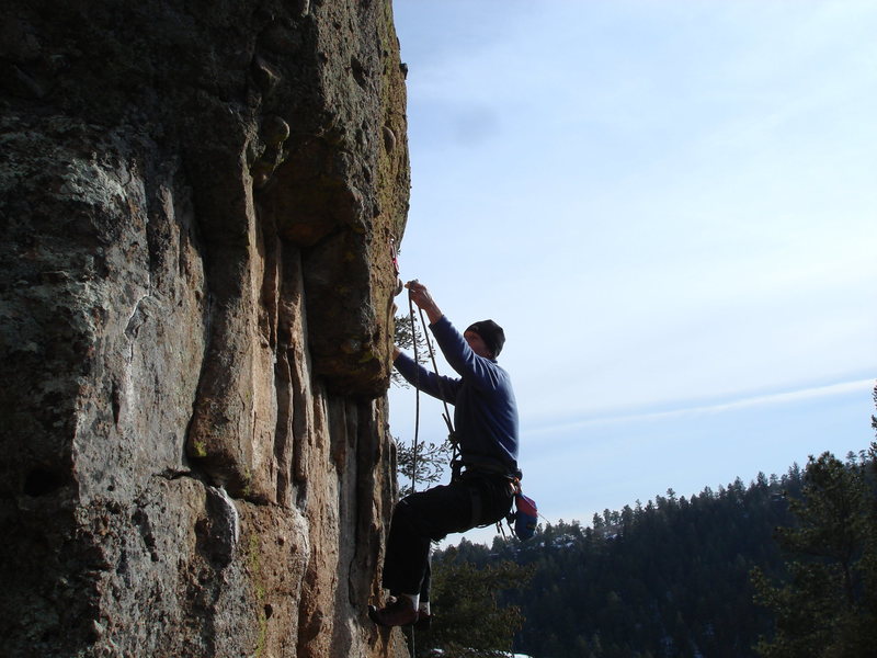 Clipping just past the crux.