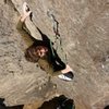 Nearing the top of the route where the holds feel less secure and wall gets a bit steeper. December 2009. 